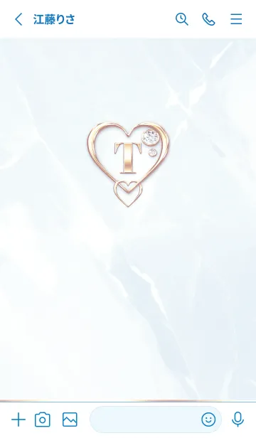 [LINE着せ替え] 【 T 】 Heart Charm & Initial - Blue Gの画像2