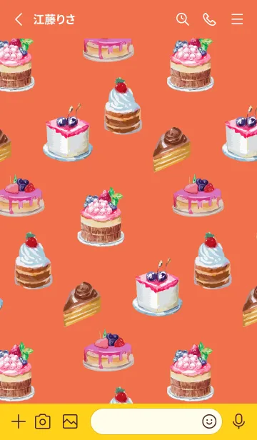 [LINE着せ替え] red & yellow ケーキがいっぱいの画像2