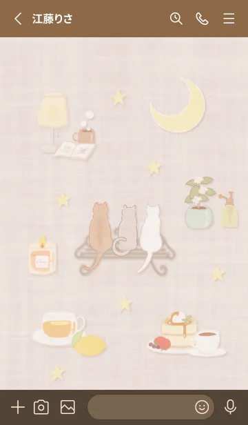 [LINE着せ替え] pinkbrown 月夜と猫07_1の画像2