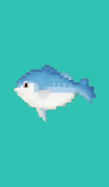 [LINE着せ替え] 魚のドット絵のきせかえ Green 08の画像1