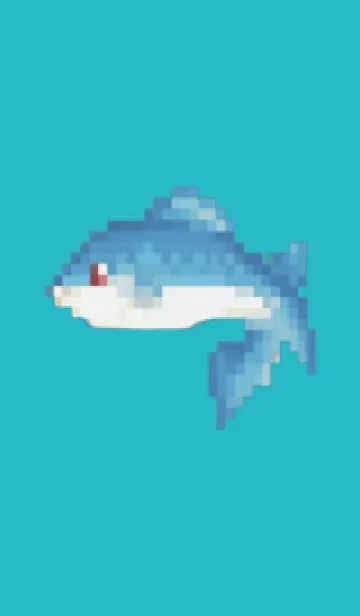 [LINE着せ替え] 魚のドット絵のきせかえ Green 06の画像1