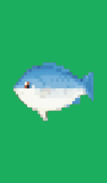 [LINE着せ替え] 魚のドット絵のきせかえ Green 01の画像1