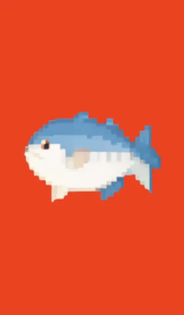 [LINE着せ替え] 魚のドット絵のきせかえ Red 02の画像1