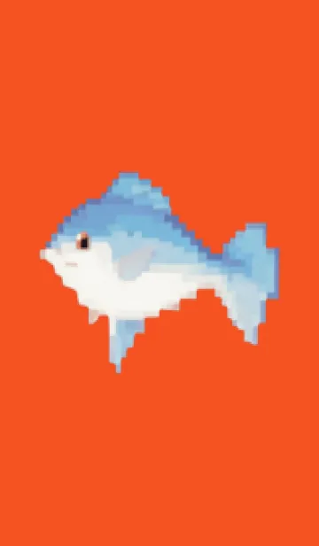 [LINE着せ替え] 魚のドット絵のきせかえ Red 05の画像1