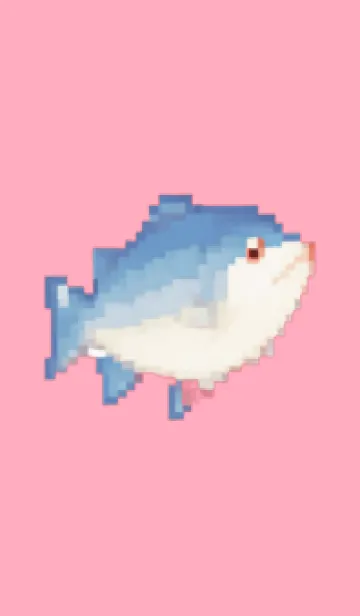 [LINE着せ替え] 魚のドット絵のきせかえ Pink 04の画像1