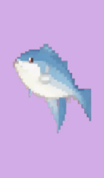 [LINE着せ替え] 魚のドット絵のきせかえ Purple 02の画像1