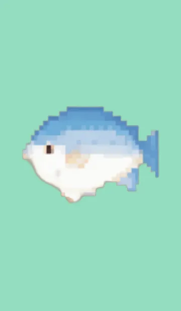 [LINE着せ替え] 魚のドット絵のきせかえ Green 05の画像1