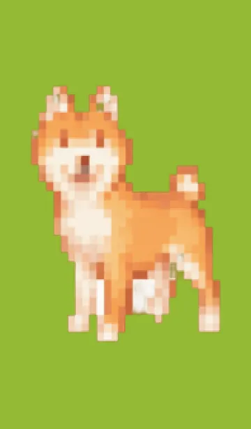 [LINE着せ替え] 犬のドット絵のきせかえ Green 03の画像1