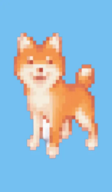 [LINE着せ替え] 犬のドット絵のきせかえ Blue 05の画像1