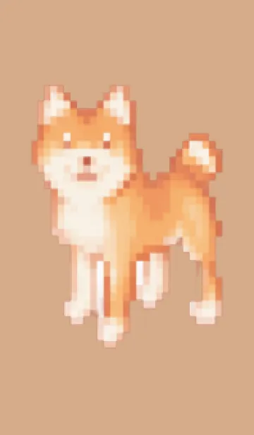 [LINE着せ替え] 犬のドット絵のきせかえ Beige 02の画像1