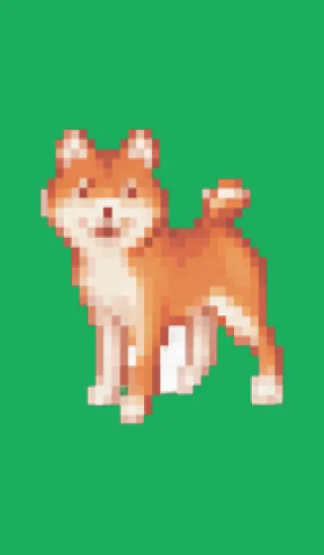 [LINE着せ替え] 犬のドット絵のきせかえ Green 01の画像1