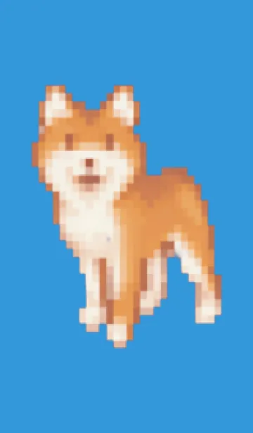 [LINE着せ替え] 犬のドット絵のきせかえ Blue 02の画像1