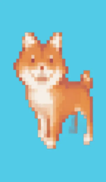 [LINE着せ替え] 犬のドット絵のきせかえ Blue 03の画像1