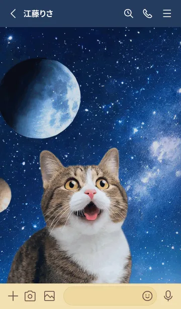 [LINE着せ替え] 【宇宙猫 Space Cat】驚くねこ.の画像2