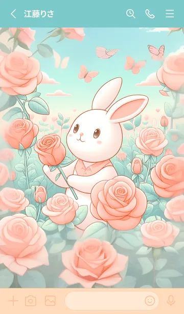 [LINE着せ替え] Rabbit and Rose 32の画像2
