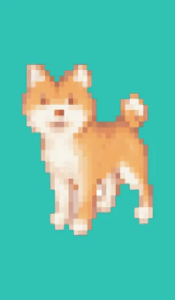 [LINE着せ替え] 犬のドット絵のきせかえ Green 08の画像1