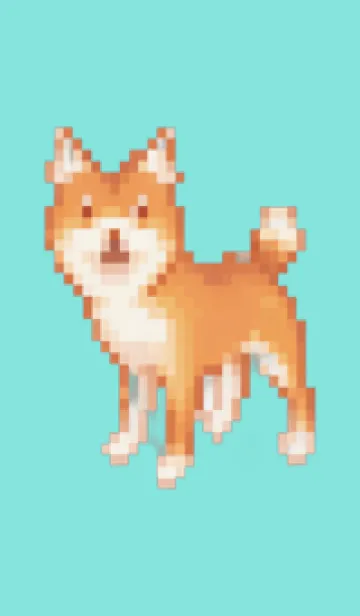 [LINE着せ替え] 犬のドット絵のきせかえ Green 09の画像1