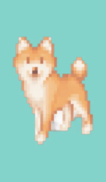 [LINE着せ替え] 犬のドット絵のきせかえ Green 07の画像1