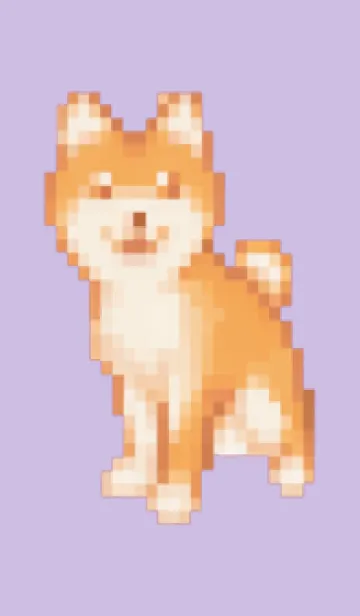 [LINE着せ替え] 犬のドット絵のきせかえ Purple 04の画像1