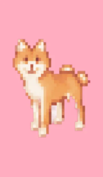 [LINE着せ替え] 犬のドット絵のきせかえ Pink 04の画像1