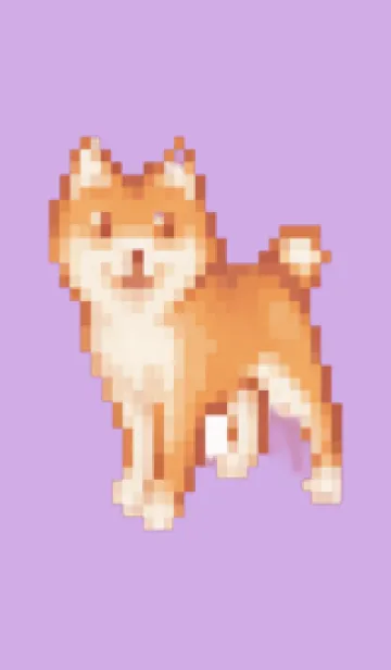 [LINE着せ替え] 犬のドット絵のきせかえ Purple 02の画像1