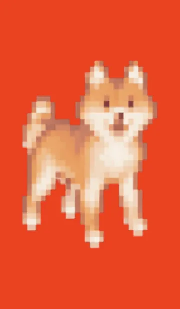 [LINE着せ替え] 犬のドット絵のきせかえ Red 02の画像1