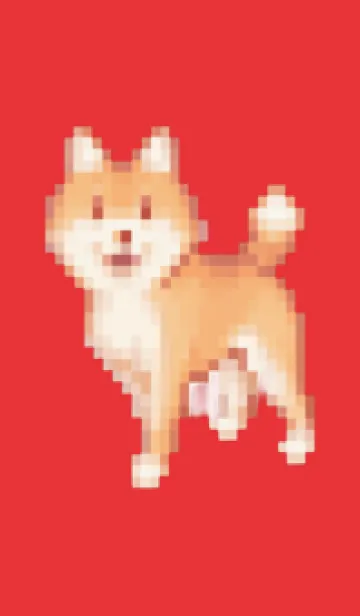 [LINE着せ替え] 犬のドット絵のきせかえ Red 04の画像1