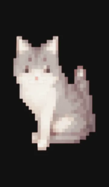 [LINE着せ替え] 猫のドット絵のきせかえ BW 02の画像1