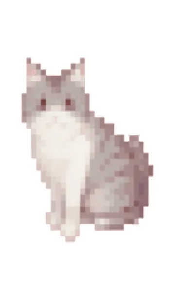 [LINE着せ替え] 猫のドット絵のきせかえ BW 04の画像1