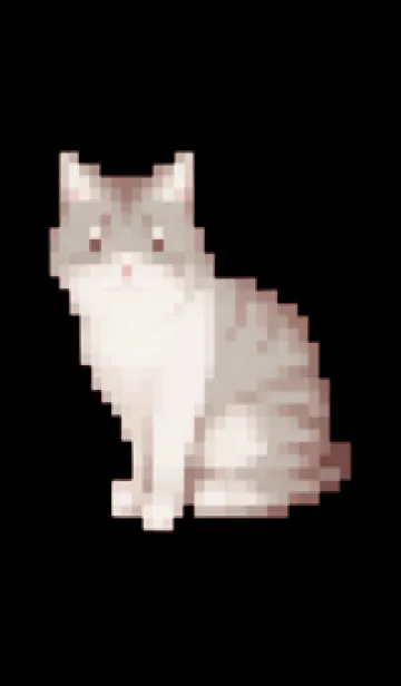 [LINE着せ替え] 猫のドット絵のきせかえ BW 05の画像1