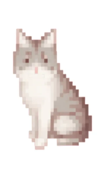 [LINE着せ替え] 猫のドット絵のきせかえ BW 03の画像1