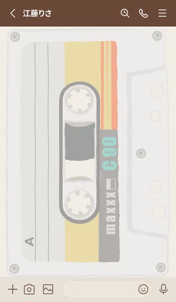 [LINE着せ替え] レトロカセットテープ：ベージュブラウンの画像2