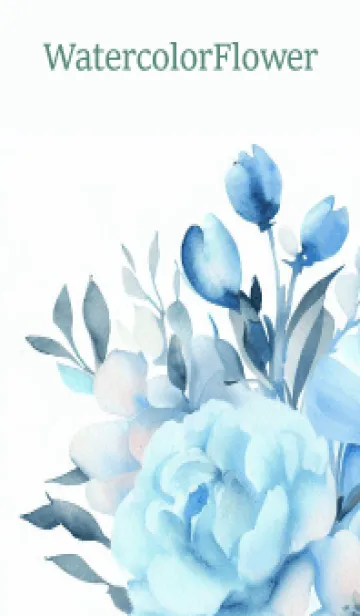 [LINE着せ替え] Watercolor Lightblue Flower-hisatoto 76の画像1