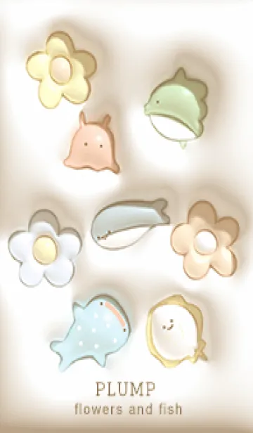 [LINE着せ替え] beige ぷっくり花と魚05_1の画像1