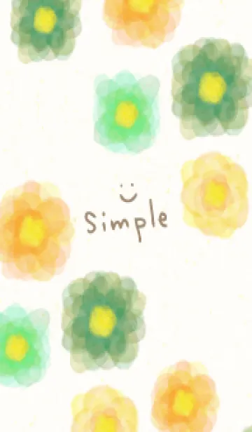 [LINE着せ替え] 水彩 花 緑と黄色7の画像1