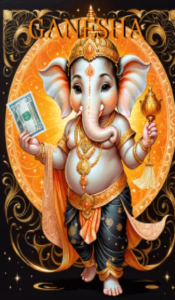 [LINE着せ替え] Orange Ganesha money Flow & Rich (JP)の画像1