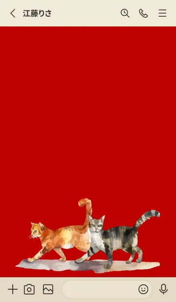 [LINE着せ替え] red & beige 二匹の猫の画像2