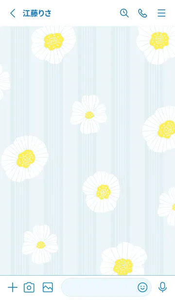 [LINE着せ替え] ストライプ 白い花26の画像2
