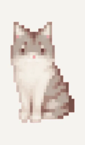 [LINE着せ替え] 猫のドット絵のきせかえ Brown 03の画像1