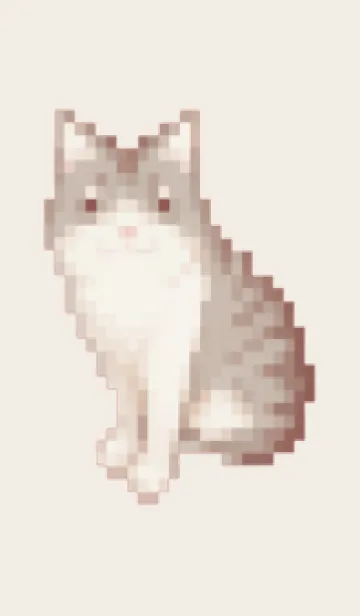 [LINE着せ替え] 猫のドット絵のきせかえ Brown 02の画像1