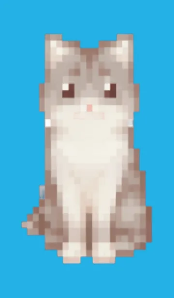 [LINE着せ替え] 猫のドット絵のきせかえ Blue 04の画像1