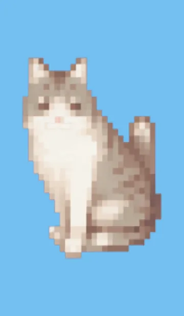 [LINE着せ替え] 猫のドット絵のきせかえ Blue 05の画像1