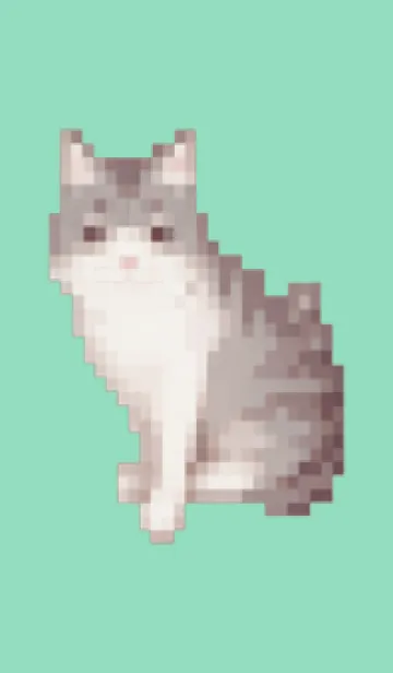 [LINE着せ替え] 猫のドット絵のきせかえ Green 05の画像1