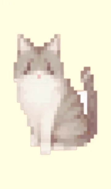 [LINE着せ替え] 猫のドット絵のきせかえ Brown 05の画像1