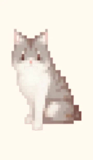 [LINE着せ替え] 猫のドット絵のきせかえ Brown 04の画像1