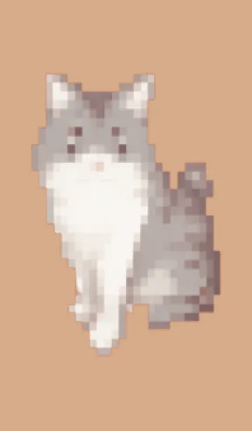 [LINE着せ替え] 猫のドット絵のきせかえ Beige 02の画像1