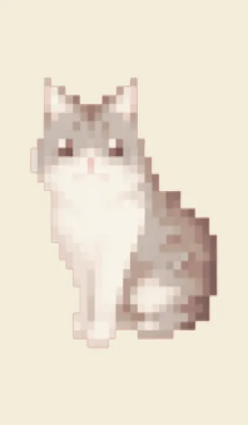 [LINE着せ替え] 猫のドット絵のきせかえ Beige 03の画像1