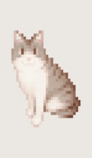 [LINE着せ替え] 猫のドット絵のきせかえ Beige 01の画像1