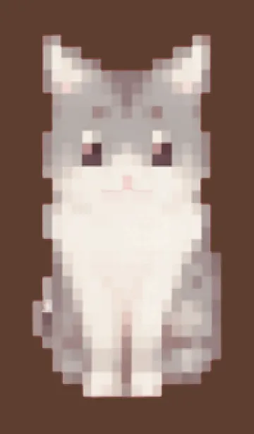 [LINE着せ替え] 猫のドット絵のきせかえ Brown 01の画像1