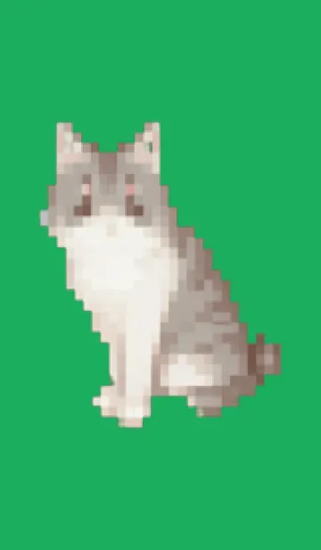 猫のドット絵のきせかえ Green 01の着せ替えメイン画像